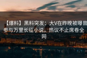 【爆料】黑料突发：大V在昨晚被曝曾参与万里长征小说，热议不止席卷全网