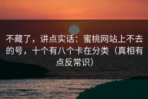 不藏了，讲点实话：蜜桃网站上不去的号，十个有八个卡在分类（真相有点反常识）