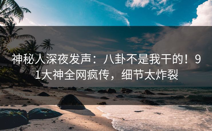 神秘人深夜发声：八卦不是我干的！91大神全网疯传，细节太炸裂