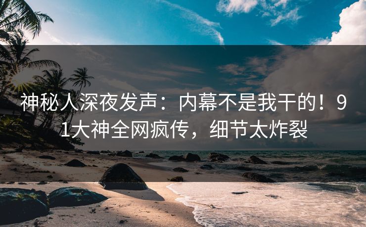 神秘人深夜发声：内幕不是我干的！91大神全网疯传，细节太炸裂