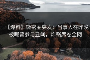 【爆料】微密圈突发：当事人在昨晚被曝曾参与丑闻，炸锅席卷全网