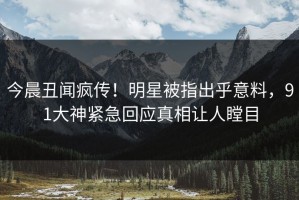 今晨丑闻疯传！明星被指出乎意料，91大神紧急回应真相让人瞠目