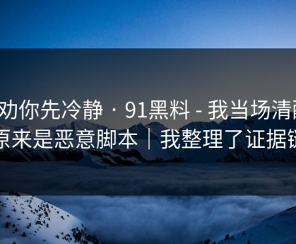 我劝你先冷静 · 91黑料 - 我当场清醒：原来是恶意脚本｜我整理了证据链