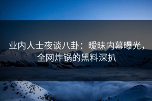 业内人士夜谈八卦：暧昧内幕曝光，全网炸锅的黑料深扒