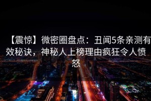 【震惊】微密圈盘点：丑闻5条亲测有效秘诀，神秘人上榜理由疯狂令人愤怒