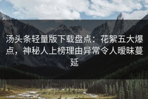 汤头条轻量版下载盘点：花絮五大爆点，神秘人上榜理由异常令人暧昧蔓延