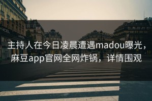 主持人在今日凌晨遭遇madou曝光，麻豆app官网全网炸锅，详情围观