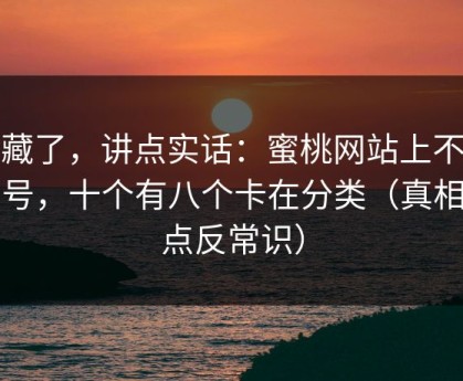 不藏了，讲点实话：蜜桃网站上不去的号，十个有八个卡在分类（真相有点反常识）