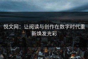 悦文网：让阅读与创作在数字时代重新焕发光彩