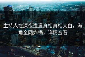 主持人在深夜遭遇真相真相大白，海角全网炸锅，详情查看