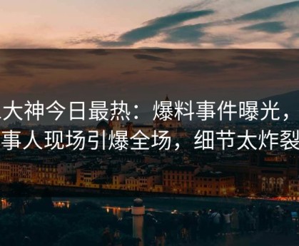 91大神今日最热：爆料事件曝光，当事人现场引爆全场，细节太炸裂