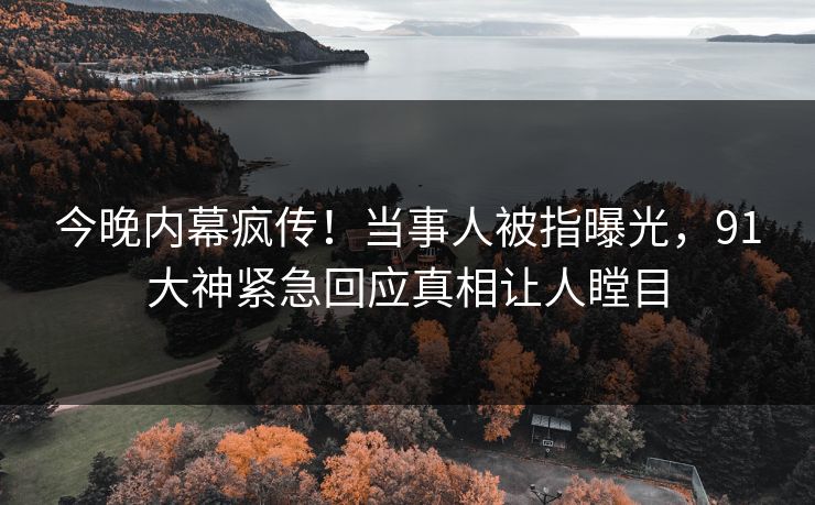 今晚内幕疯传！当事人被指曝光，91大神紧急回应真相让人瞠目
