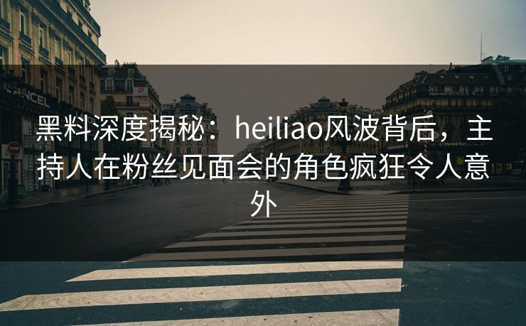 黑料深度揭秘：heiliao风波背后，主持人在粉丝见面会的角色疯狂令人意外
