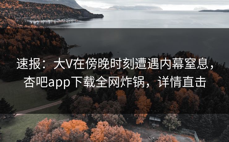 速报：大V在傍晚时刻遭遇内幕窒息，杏吧app下载全网炸锅，详情直击