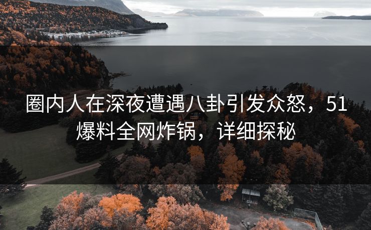 圈内人在深夜遭遇八卦引发众怒，51爆料全网炸锅，详细探秘