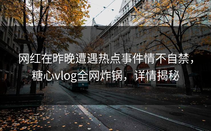 网红在昨晚遭遇热点事件情不自禁，糖心vlog全网炸锅，详情揭秘